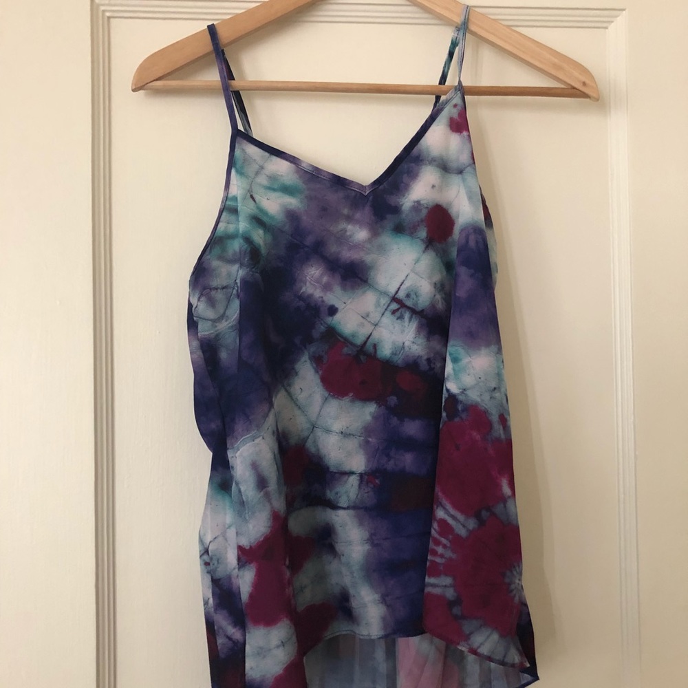 Tie Dye Purple Splattered Adjustable Tank Top